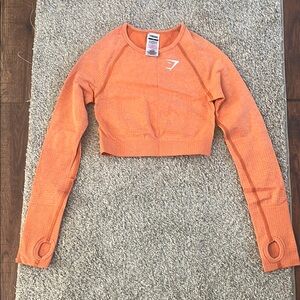 Gymshark Women's Orange Long Sleeve Crop Top